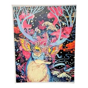 Finished Paint by Numbers Hand Painted in Canvas - Deer